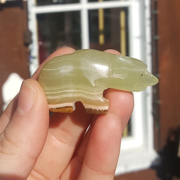 Tiny Adorable Banded Onyx Bear Cub Crystal Decor - Picture 1 of 5